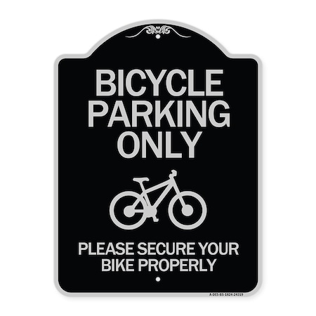 Signmission Bicycle Parking Please Secure Your Bike Properly Heavy-Gauge Aluminum Sign, 24" x 18", BS-1824-24319 A-DES-BS-1824-24319